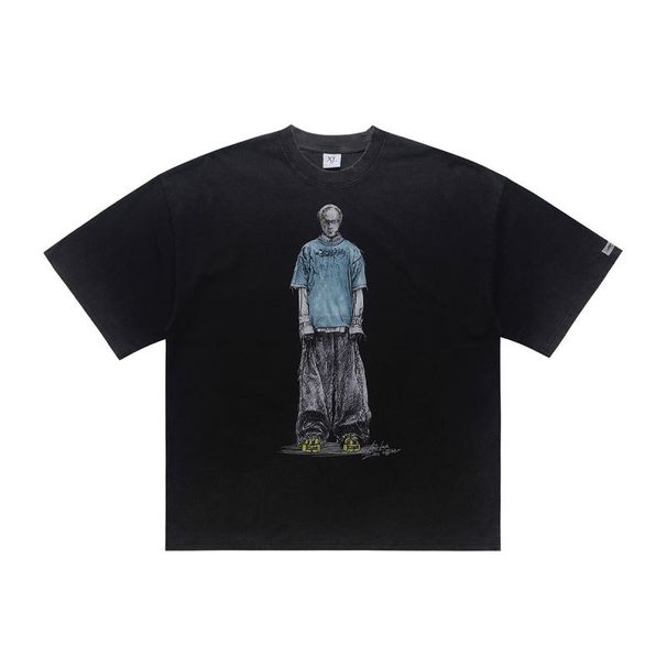 Washed American Casual Everyday Versatile T-Shirt For Men And Women, Loose Fit, Drop Shoulder, Pure Cotton_viptrois.com