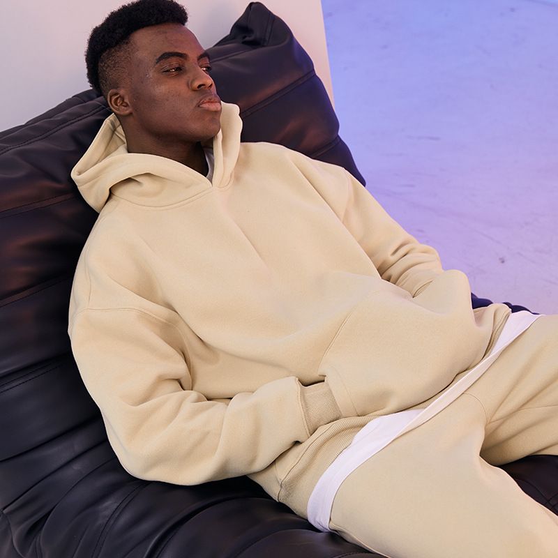 Men's Clothing Heavy Oversize Men's Sweatshirt Trendy Brand Casual Hoodie Khaki Men's Sweatshirt_viptrois.com