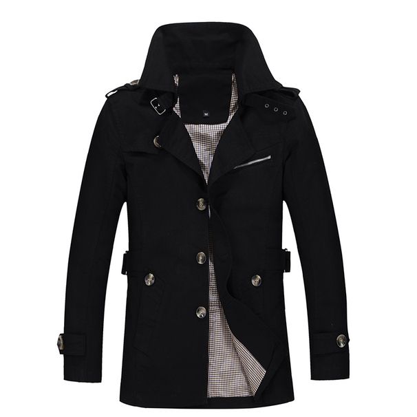 Men's Slim Fit Long Trench Coat - Lightweight Cotton Blend Jacket For Business Casual, Sizes M-5XL (Khaki/Black/Army Green/Navy/Tan)_viptrois.com