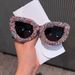 European And American Personality Large Frame Cat Glasses Sunglasses Luxury Diamond Net Celebrity Style Sunglasses Female Fashion Trend Glasses_viptrois.com