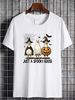 Spooky Goose Halloween Ghost Witch Pumpkin Costume Party T-Shirt Streetwear Women Summer Stylish Breathable Versatile Print Round Neck Short Sleeve Top For Everyday Wear Fashion T-Shirt For Women Casual Women Top Graphic Tees Female Casual Comfortable_viptrois.com