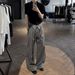Accumulated Stripes Kendo Residual Heart Trousers Men's Draped Pleated Embroidered Gray Micro Flared Pants Straight-legcasualloose Pants_viptrois.com