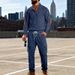Men's Corduroy Sweatshirt Set Henry Button Loose Workwear Outdoor Commuter Autumn Winter New Arrival_viptrois.com