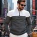 American Heavy Velvet Winter Casual Color Matching Loose Men's Large Size Stand Collar Zipper Sweatshirt Men_viptrois.com