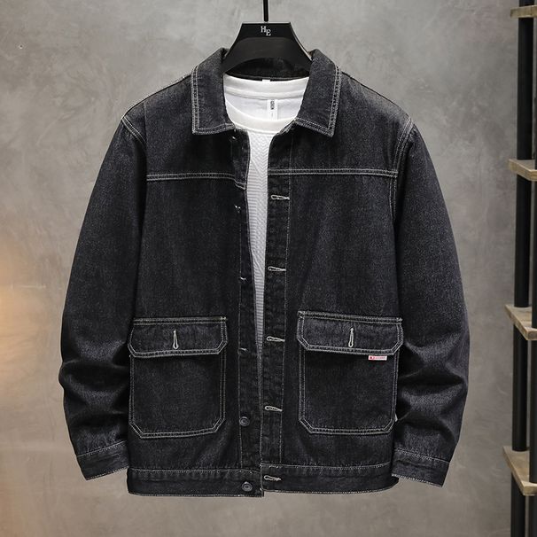 Men's Clothing Jin Plus Size Men's Autumn And Winter New Denim Jacket Men's Loose Simple Casual Lapel Denim Top_viptrois.com
