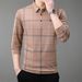 Autumn New Turn-Down Collar Long Sleeve T-Shirt Real Pocket Thin Plaid Middle-Aged Men's Polo Shirt Wholesale_viptrois.com