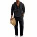 Men's Linen Hoodie And Lounge Pants Set | Relaxed Fit Long Sleeve Hooded Outfit For Spring Autumn Comfort_viptrois.com