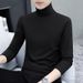 Autumn Winter 95% Cotton Long Sleeve T-Shirt Solid Color Thickened Mid-Neck Base Shirt High Neck Warm Men's Clothing_viptrois.com