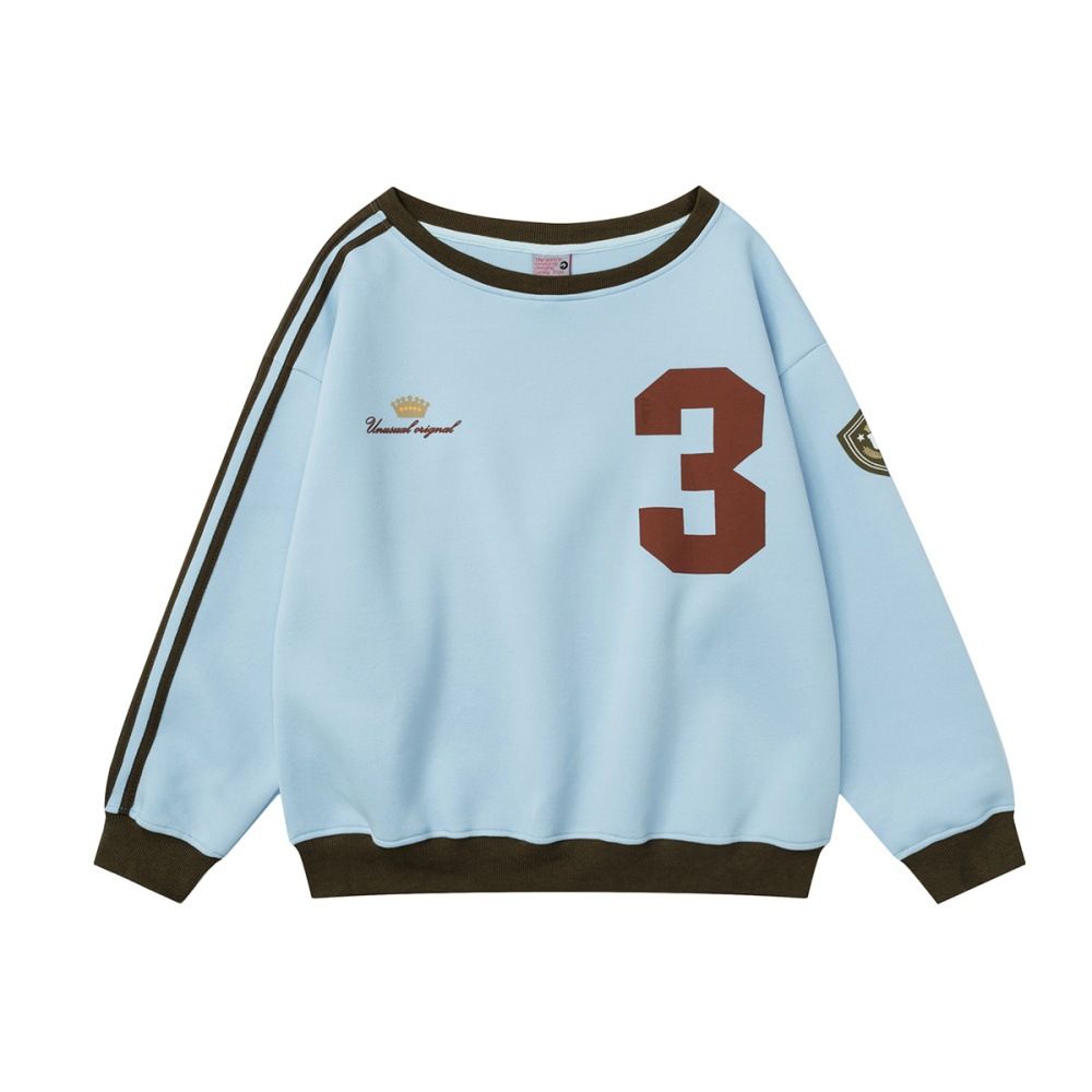 3-Stripes Printed 3 Number Round Neck Sweatshirt Loose Casual Spring Autumn Men's Style American Street Fashion Pullover_viptrois.com