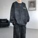 Men's Clothing Autumn New Embroidered Sports Suit For Men Tie Dye Trendy High Street Sweater Large Size_viptrois.com