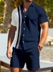 Men's Casual Fashion 3D Digital Printing Shirt Short Sleeve Shorts Suit_viptrois.com