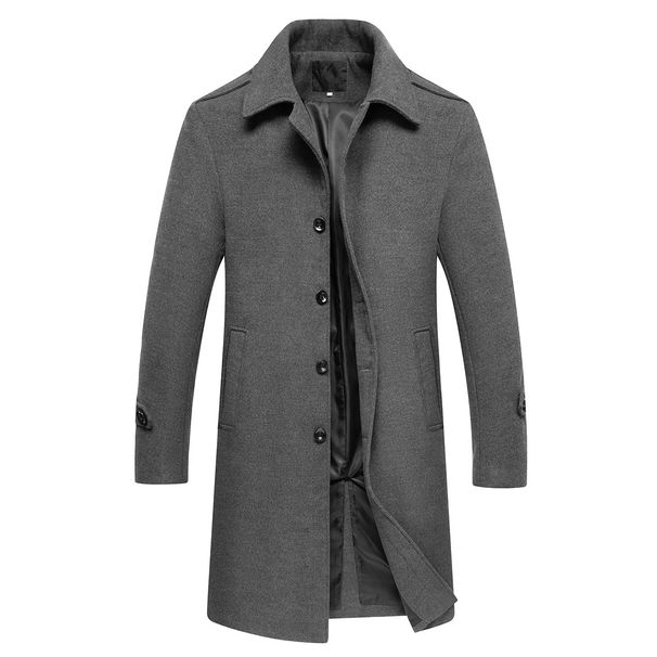 Autumn/Winter New British Men's Medium Length Casual Long Single Breasted Windbreaker Coat Trendy_viptrois.com