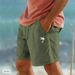 Coconut Print Cotton And Linen Shorts Drawstring Elastic Waist Solid Color Breathable Beach Five Point Casual Pants_viptrois.com