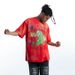 Paint Washed Direct Spray Graffiti Small Flame Heart Skull Couple Casual Loose T-Shirt For Men_viptrois.com