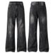 Men's Clothing & Archer0603 & Autumn/Winter New Style Extra Long, Height Enhancing American Retro Distressed Slimming Flare Lightning Black Jeans_viptrois.com