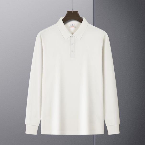 High-quality Imitation Cotton Solid Color Long-sleeve Polo Shirt, Spring And Autumn Fashion Business Casual Turn-down_viptrois.com