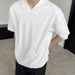 Men's Summer V Neck Short Sleeve T-Shirt Fashionable Breathable Solid Color Base Layer Top_viptrois.com