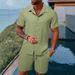 Men's Clothing Summer New Casual Short Sleeved Shirt Loose Short Sleeved Shorts Solid Color Sports Suit_viptrois.com