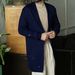Long Knit Cardigan Jacket – Slim-Fit Polyester Blend With Notched Lapel & Pockets (S-XXXL, 3 Colors)_viptrois.com