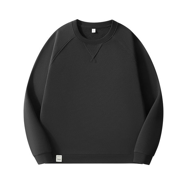 2026 Autumn And Winter New Long-sleeved Sweater 350g Twill Shoulder Sleeve Thickened Solid Color Fleece Sweater Men_viptrois.com