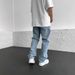 Men's Clothing Simple Straight Pants Printed Solid Color Loose Handsome Wide Leg Denim Trousers_viptrois.com