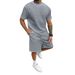 Men's Solid Jacquard Short-Sleeve T-Shirt & Shorts Set – Casual Spring Outfit_viptrois.com