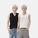 MTLCLOTHES Men's Clothing | Niche V-neck Thin Solid Color Jacquard Sleeveless Knitted Top Daily Base Vest Casual_viptrois.com