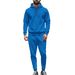 Men's Waffle Knit Hooded Half-zip Pullover & Jogger Set - Casual Lounge Wear For Autumn (Khaki, Black, White, Gray, Blue)_viptrois.com