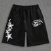 New 2026 Unisex Street Style Hip Hop Loose Fit Sports Shorts Star Print Casual Men's Clothing Bottoms_viptrois.com