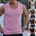 Men's Clothing Knitted Thick Striped Fitness Sports Vest Summer Solid Color Wide Shoulder Casual Fashion _viptrois.com