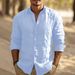 Men's Clothing Long Sleeved Light Mature Casual Solid Color Stand Up Collar Button Down Casual Shirt_viptrois.com