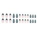 False Nails Fashion Almond Armor Dark Green French Flash Manicure Practice Armor_viptrois.com