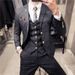 Men's Clothing slim fit dark pattern men's two button suit three piece suit spring and autumn style gentleman men's suit vest pants_viptrois.com