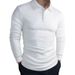 Solid Color Jacquard Knit Sweater Long Sleeve Shirt Slim Lapel Polo Shirt Men's Tops_viptrois.com