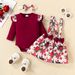Babies' clothes baby pit strip long-sleeved triangle romper jumpsuit bow strap skirt plant flower suit skirt_viptrois.com