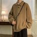 Retro Thread Jacket, Long Sleeved Knit Sweater, Solid Color Polo Collar Sweater_viptrois.com