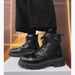 European Warm Series Men's Martin 2025 New Black Leather High-top British Style Motorcycle Work Boots Height Increasing_viptrois.com