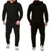 Pure Cross-Border European Size New Solid Men's Sports Trend Pullover Hoodie Set White Khaki Color None_viptrois.com