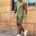 Men's Clothing Sports Suit Casual Thin Five Point Pants Sleeveless Top Solid Color Half Shoulder Shorts Two Piece Set_viptrois.com
