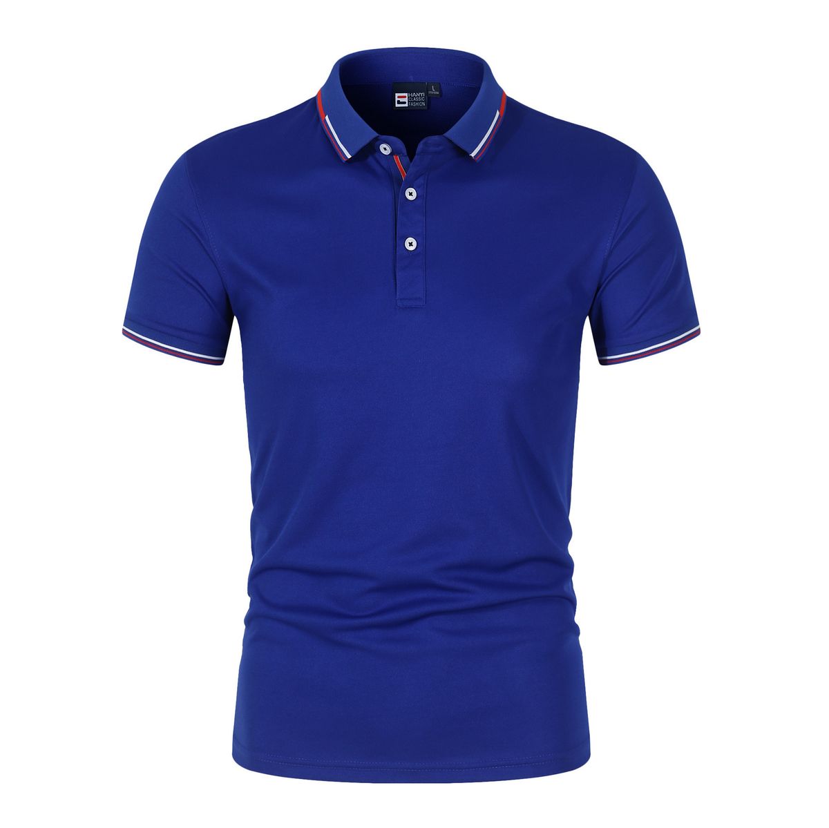 Men's plus Size Solid Color Polo Shirt Plain Stand up Collar Short Sleeve Smart Casual Trendy T-Shirt European American Style_viptrois.com