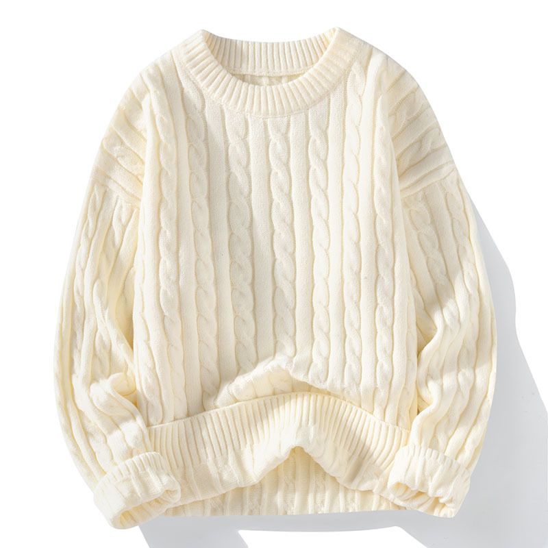 Knitted Sweater Lazy Style Loose Twist Knitted Sweater Men's Casual Korean Version Versatile_viptrois.com