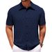 Men's Clothing Foreign Trade Men's Clothing European And American Sexy Hollow Jacquard Shirt Summer Casual Short Sleeve Lapel Shirt A0401_viptrois.com