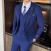 Men's Slim Fit Wedding Suit – Single/Double-Breasted Blue Groom Suit With Vest & Trousers_viptrois.com