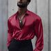 Men's Clothing Spring And Autumn New European And American Men's Solid Color Long Sleeve Shirt Home Leisure Silky Fashion Shirt Cross Border Men_viptrois.com