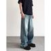 American Style Cleanfit Vintage Blue Jeans Unisex Summer Trendy High Street Straight Versatile Wide Leg Long Pants_viptrois.com