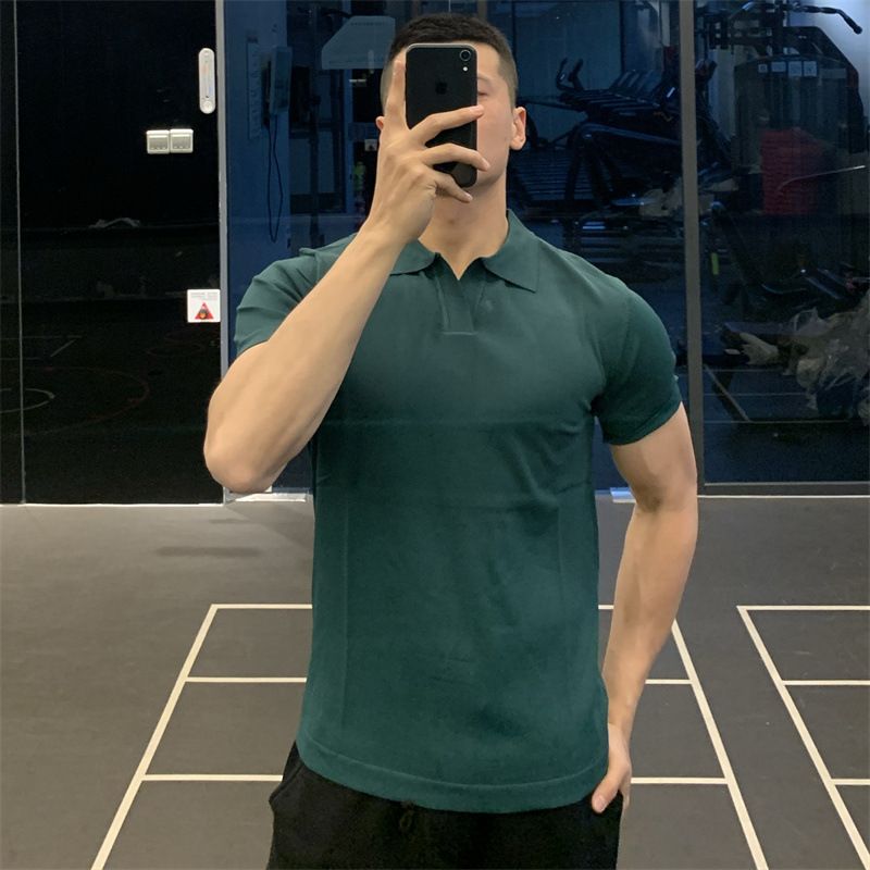 Men's Lightweight Knit Polo Shirt – Business Casual Short-Sleeve Top (M-XXXL, Army Green/Navy/White/Black/Grey/Beige)_viptrois.com