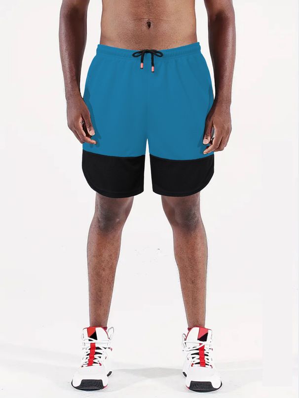 Men's Marathon Running Shorts Quick Drying Fitness Sports Pants 2 Piece Set Color Matching Anti Exposure Tights_viptrois.com