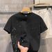 Heavyweight Short-sleeved T-shirt For Men, New Summer Loose Half-sleeved Men's Top, American-style Ink-wash Printed T-shirt_viptrois.com