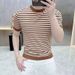 Summer 2025 Trendy Striped Men's Short-sleeved Ice Silk European Brand Round-neck T-shirt Men_viptrois.com