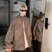 Men's Clothing Retro Versatile Zipper Loose Motorcycle Suit Pu Leather Jacket_viptrois.com